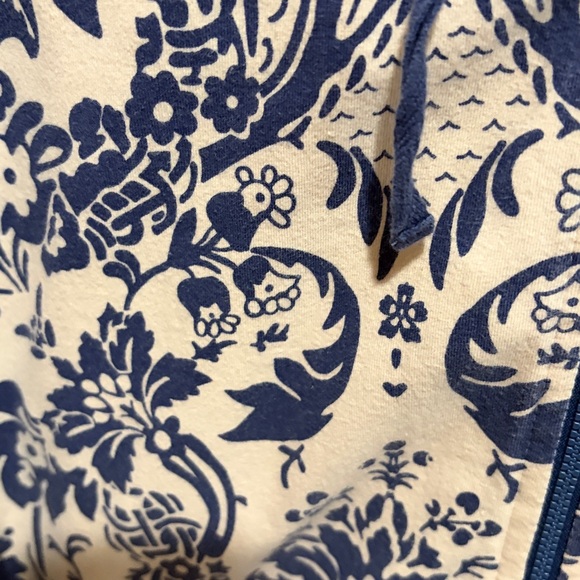 Blue and Cream Floral Hoodie - Picture 3 of 3